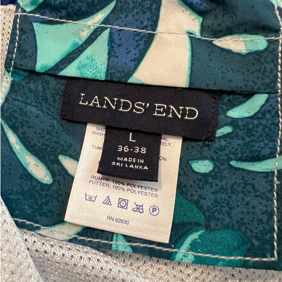 Lands' End Swim Trunks in Blue/Green Tropical Print Size Large 36-38 - Picture 4 of 5